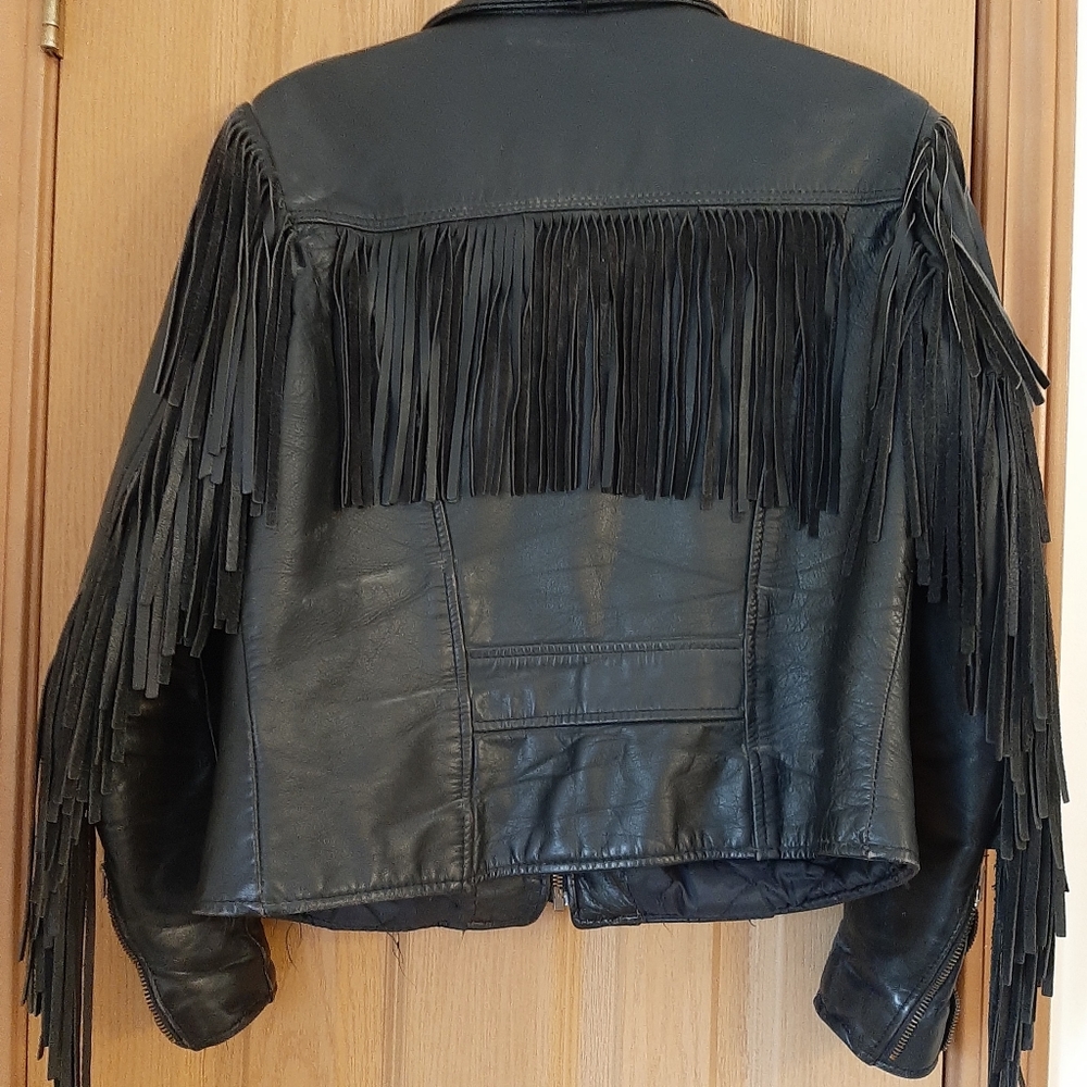 Vintage Leather Fringe Motorcycle Jacket SZ 12 🇺🇸